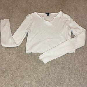 Large White Sweater Crop Top